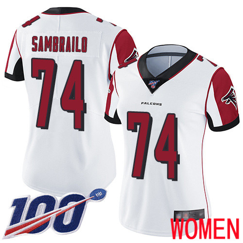 Atlanta Falcons Limited White Women Ty Sambrailo Road Jersey NFL Football #74 100th Season Vapor Untouchable->youth nfl jersey->Youth Jersey